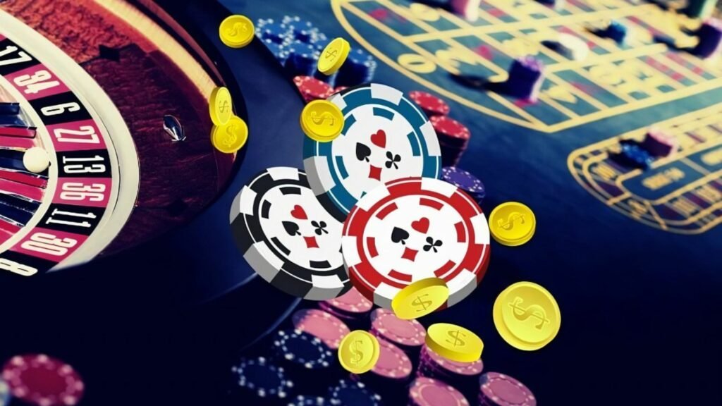 online casino chips on the table
